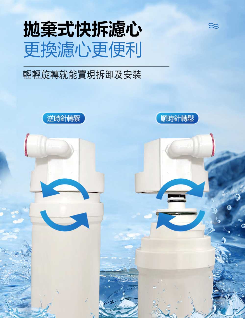 【禾迪宣】EGQ-8801 廚下淨水器大流量 快速裝水 每分鐘2100cc以上 過濾重金屬,氯等有害物質，0.1奈米精密過濾器