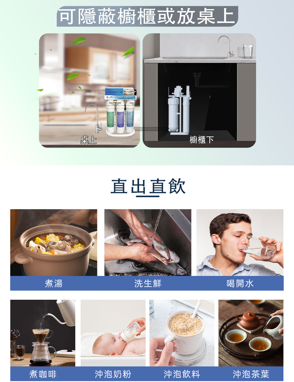 【禾迪宣】EGQ-8801 廚下淨水器大流量 快速裝水 每分鐘2100cc以上 過濾重金屬,氯等有害物質，0.1奈米精密過濾器