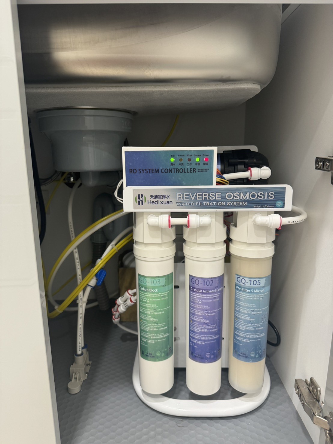 台中淨水器安裝案例 新房安裝EGQ-6601 先生經現場試喝沒有異味，毅然決然下單安裝
