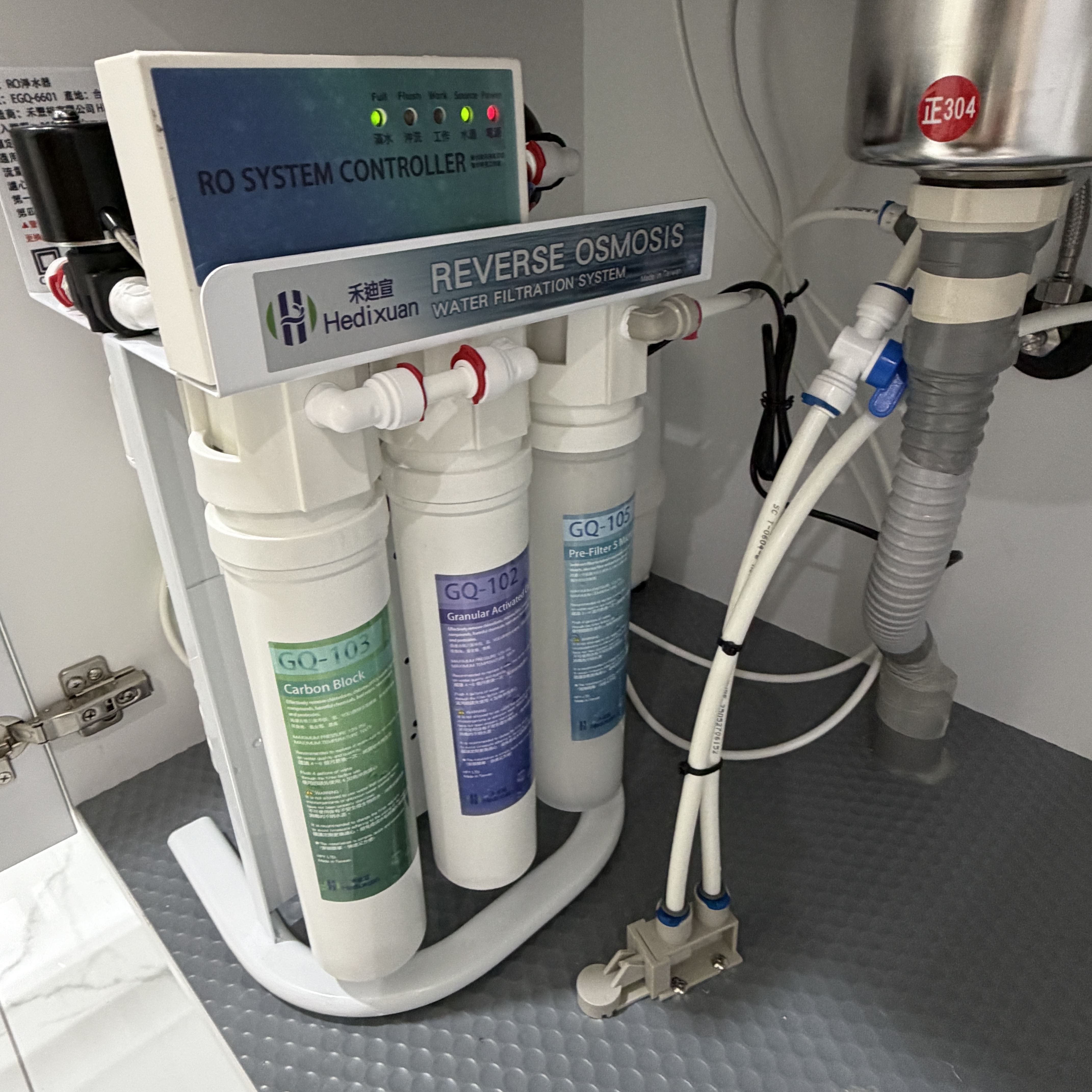 新北市新庄區，廚下淨水器安裝案例，台灣製造，出水口感客戶很滿意分享案例，新北淨水推薦